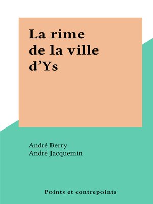 cover image of La rime de la ville d'Ys